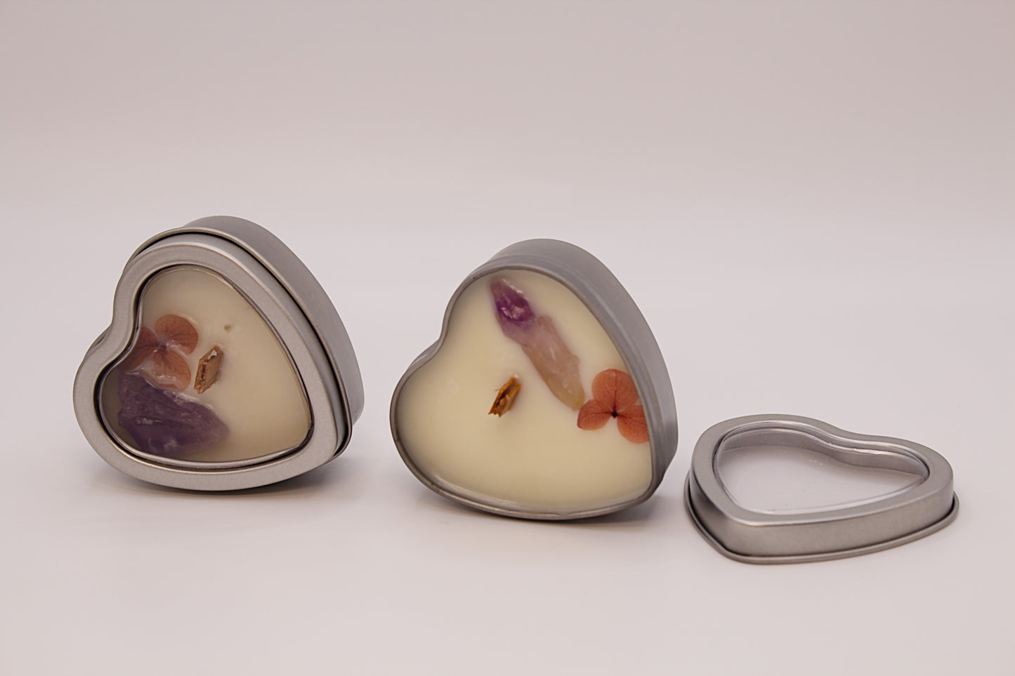 Heart Shaped Travel Candle| Soy Wax & Essential Oil Candles with Crystals
