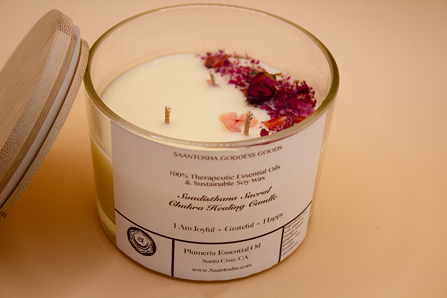Large 3-Wick Non-Toxic Candles|Soy Wax & Essential Oil with Crystals