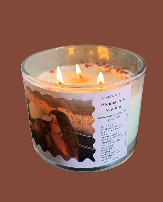 Custom Candle With Your Photo & Text| Non-Toxic Candle with Crystals