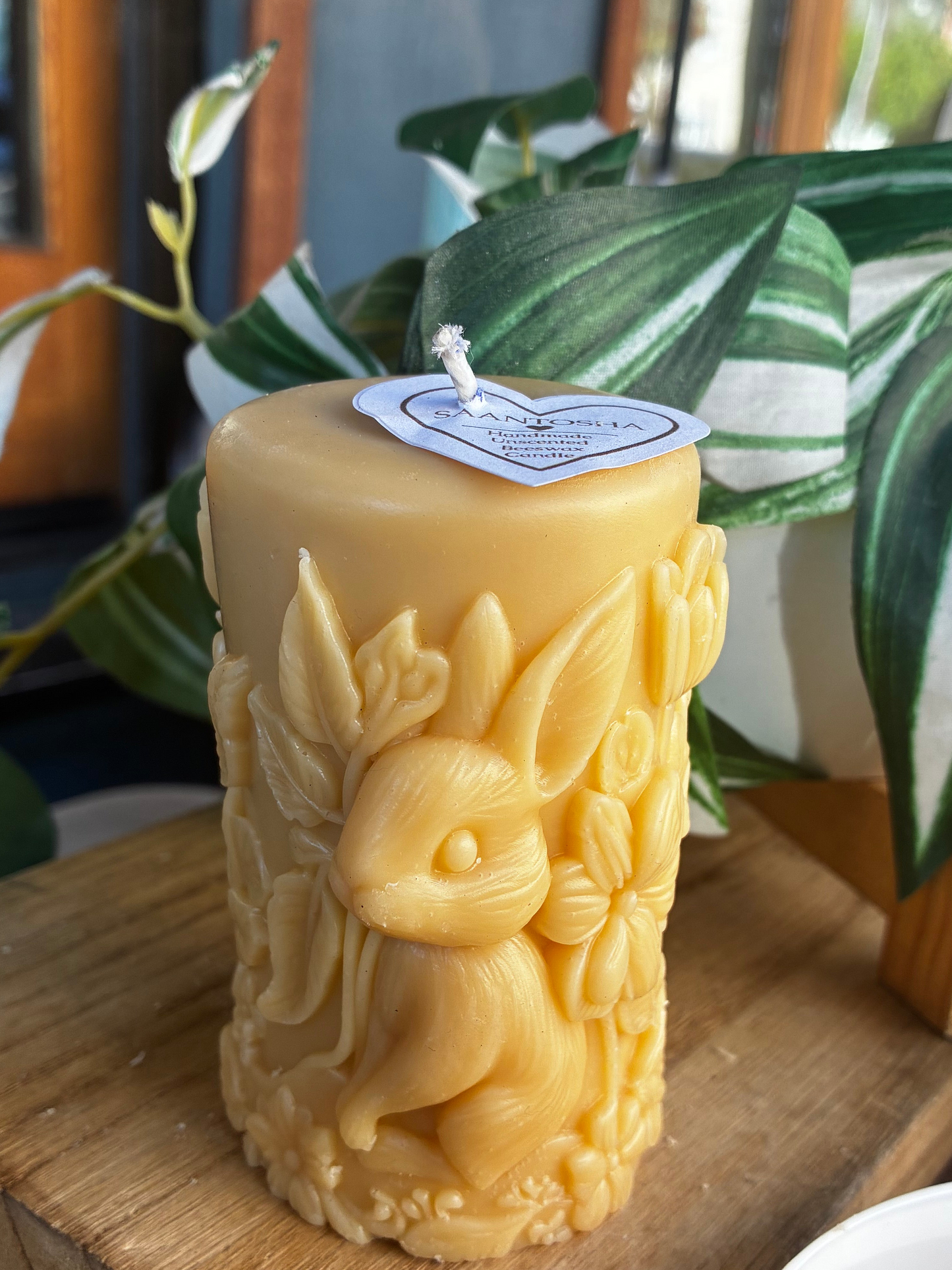 Bunny Beeswax Pillar Candle Duo