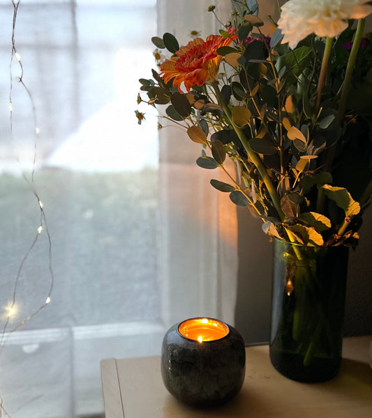 Ceramic Wood-Wick Non-Toxic Candles with Crystals