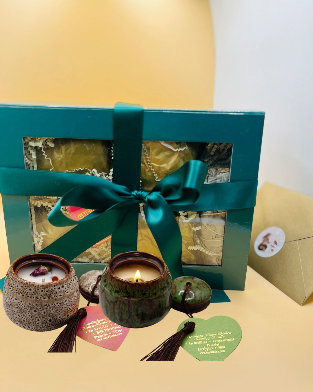 Non-Toxic 4 Candle Set| Soy Wax & Essential Oil Candles with Crystals
