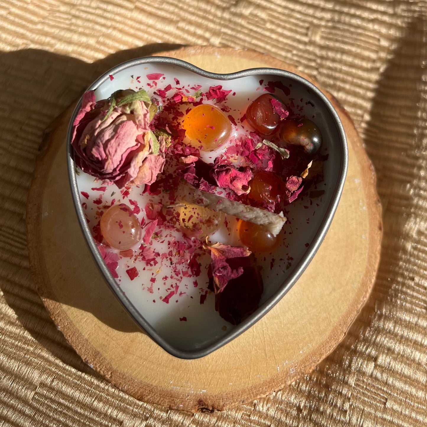 Heart Shaped Party Favor Candles| Soy Wax & Essential Oil Candles with Crystals