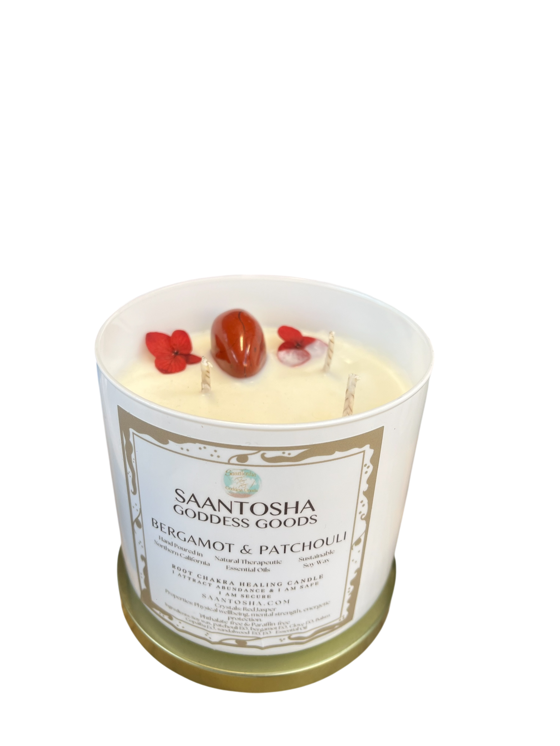 Non-Toxic 16oz Candle with Crystals 3-Wick – Saantosha