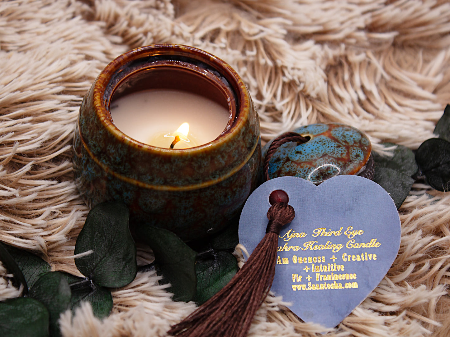 Mini Ceramic Non-Toxic Candles|Chakra Candles with Crystals