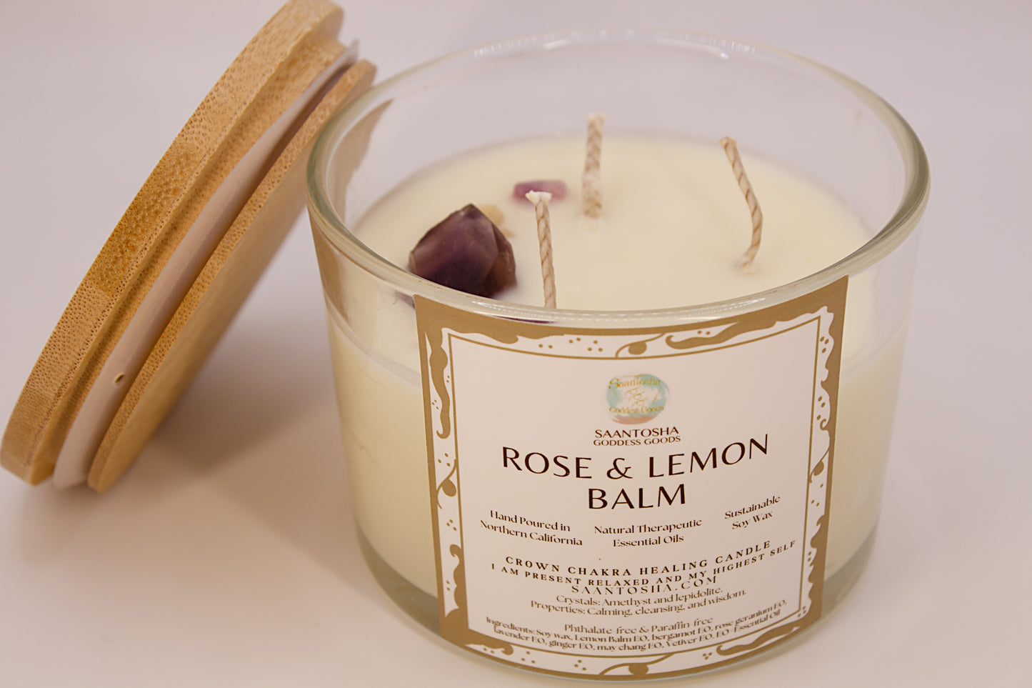 3-Wick Non-Toxic Candles with Crystals