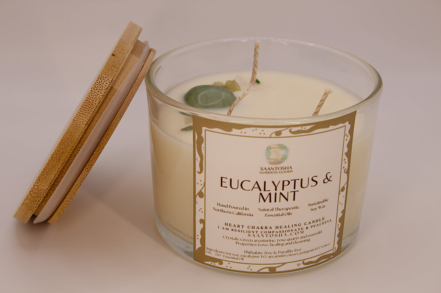 3-Wick Non-Toxic Candles with Crystals