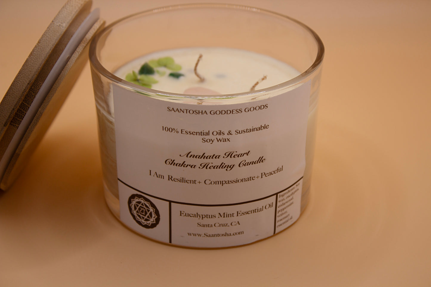 Large 3-Wick Non-Toxic Candles|Soy Wax & Essential Oil with Crystals