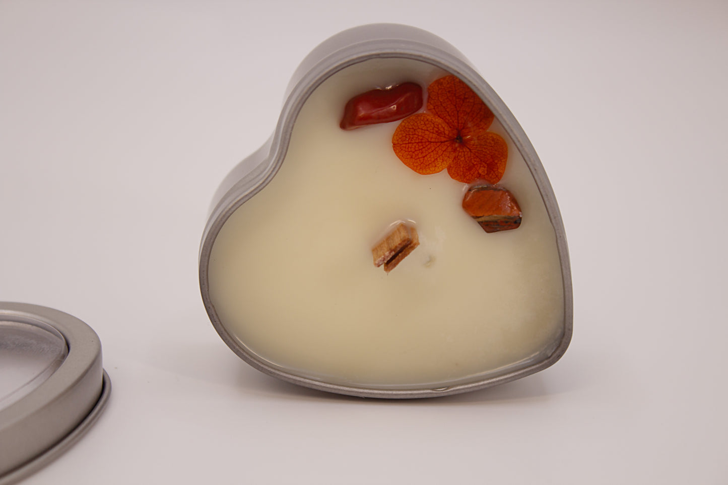 Heart Shaped Travel Candle| Soy Wax & Essential Oil Candles with Crystals