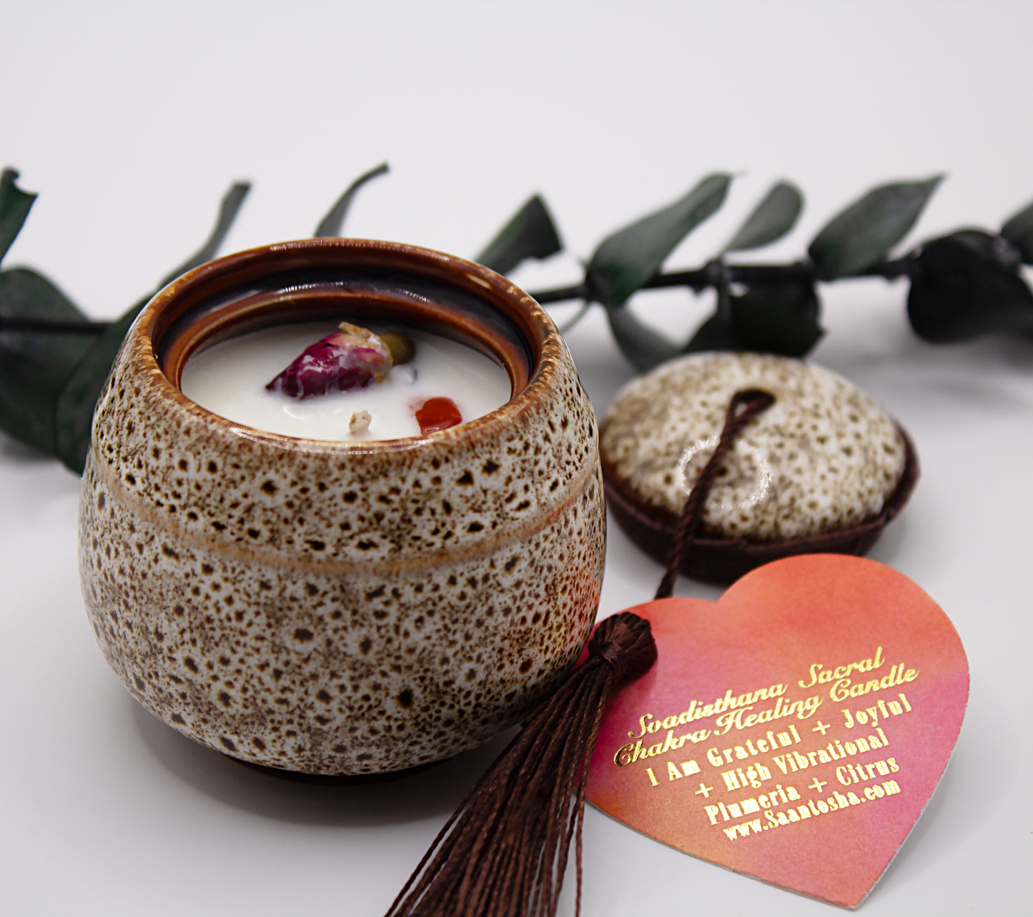 Mini Ceramic Non-Toxic Candles|Chakra Candles with Crystals