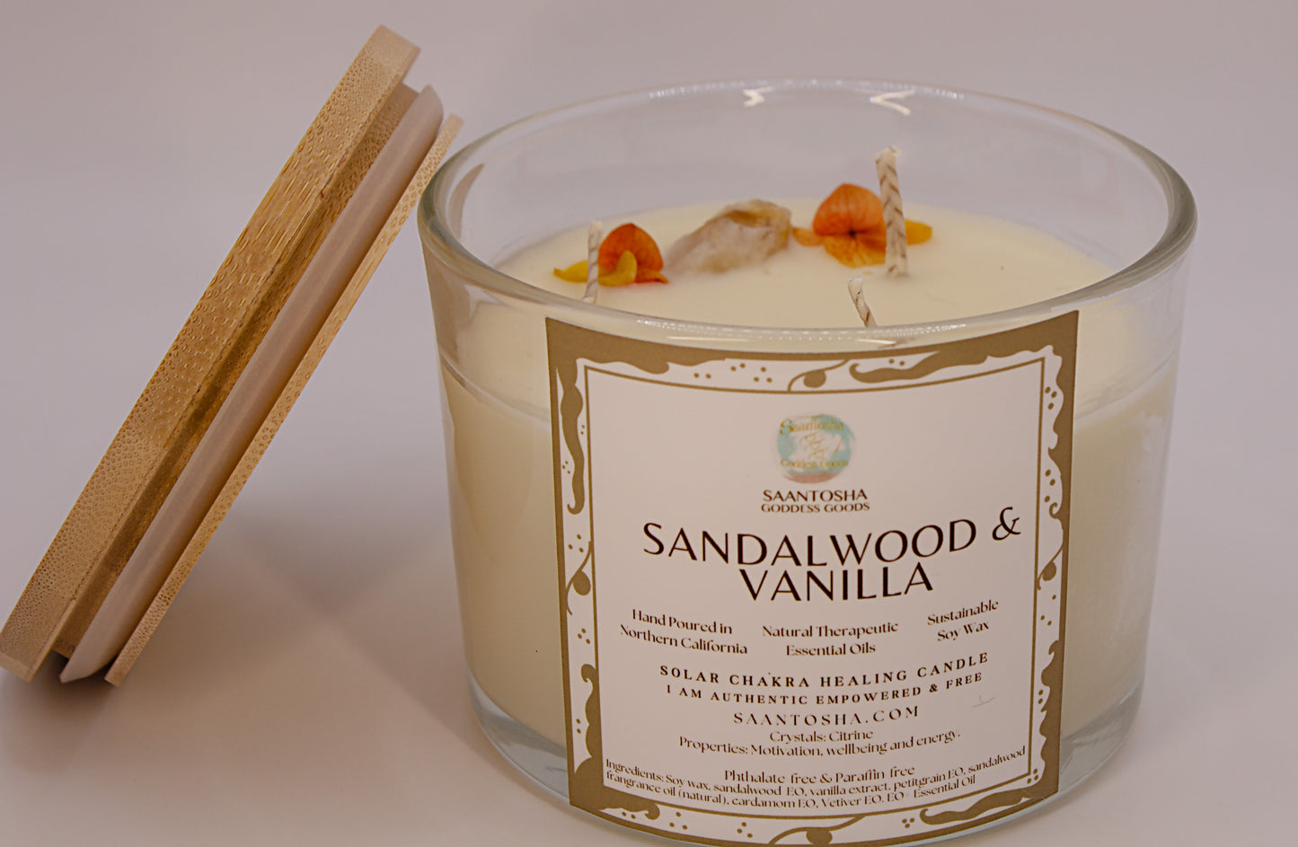 3-Wick Non-Toxic Candles with Crystals