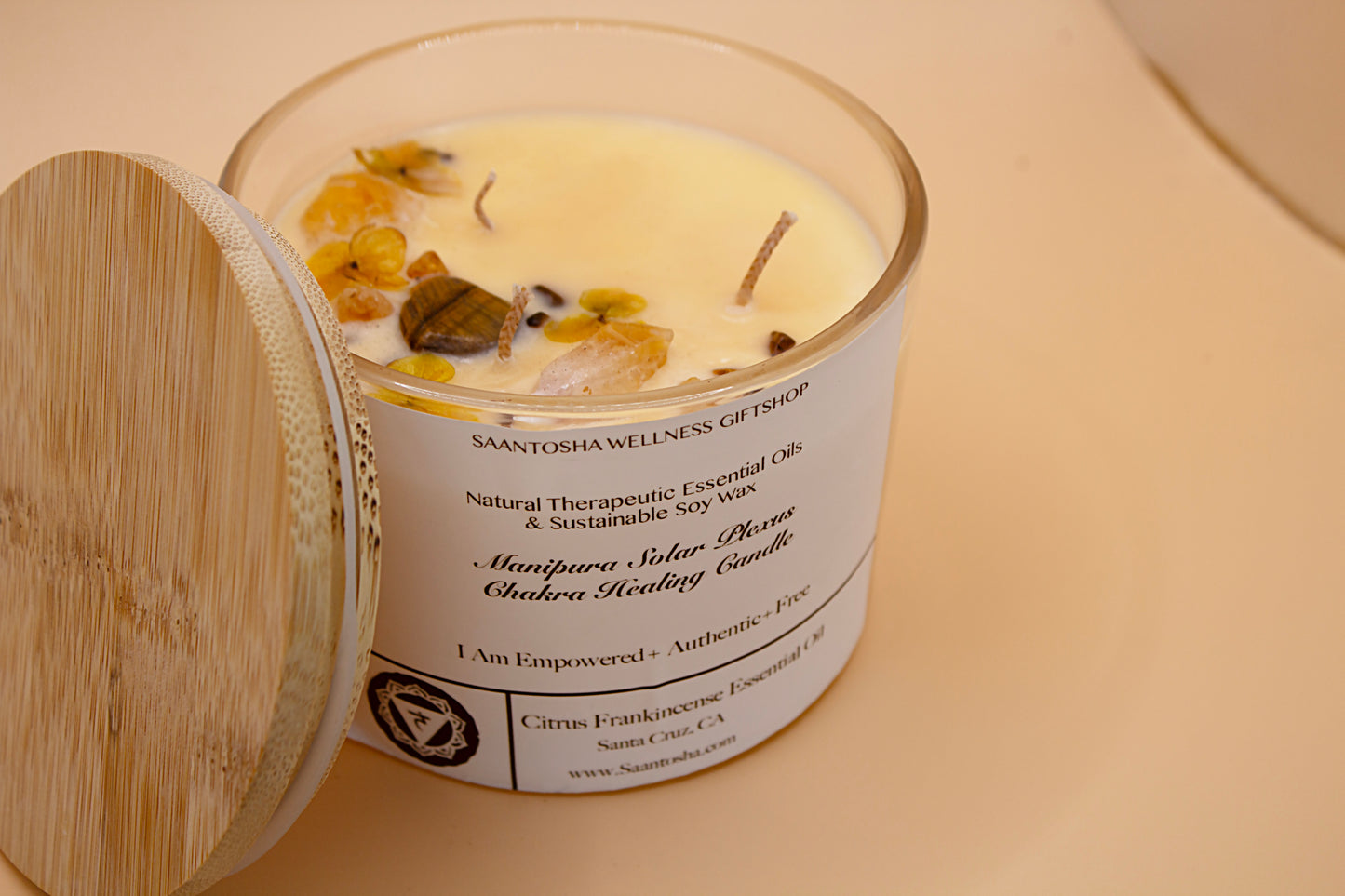 Large 3-Wick Non-Toxic Candles|Soy Wax & Essential Oil with Crystals
