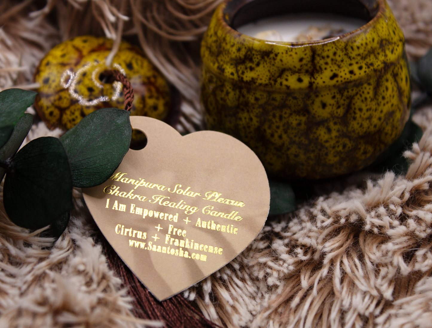 Mini Ceramic Non-Toxic Candles|Chakra Candles with Crystals