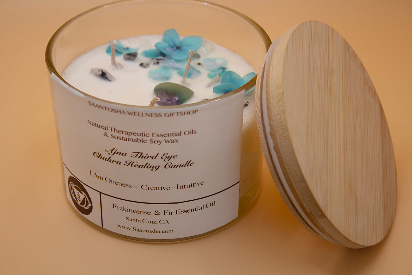 Large 3-Wick Non-Toxic Candles|Soy Wax & Essential Oil with Crystals