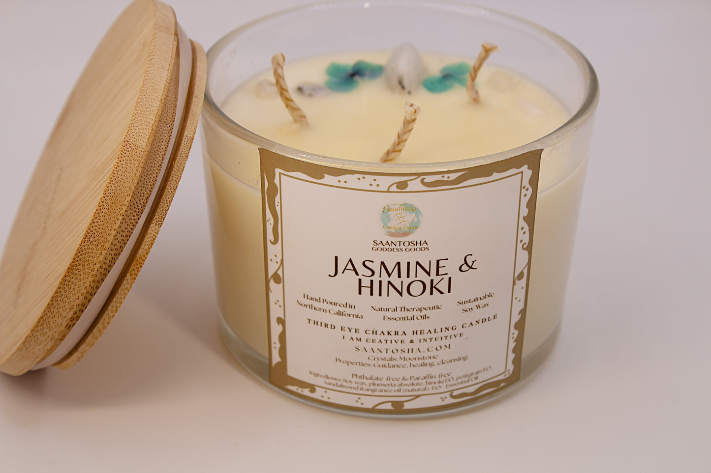 3-Wick Non-Toxic Candles with Crystals