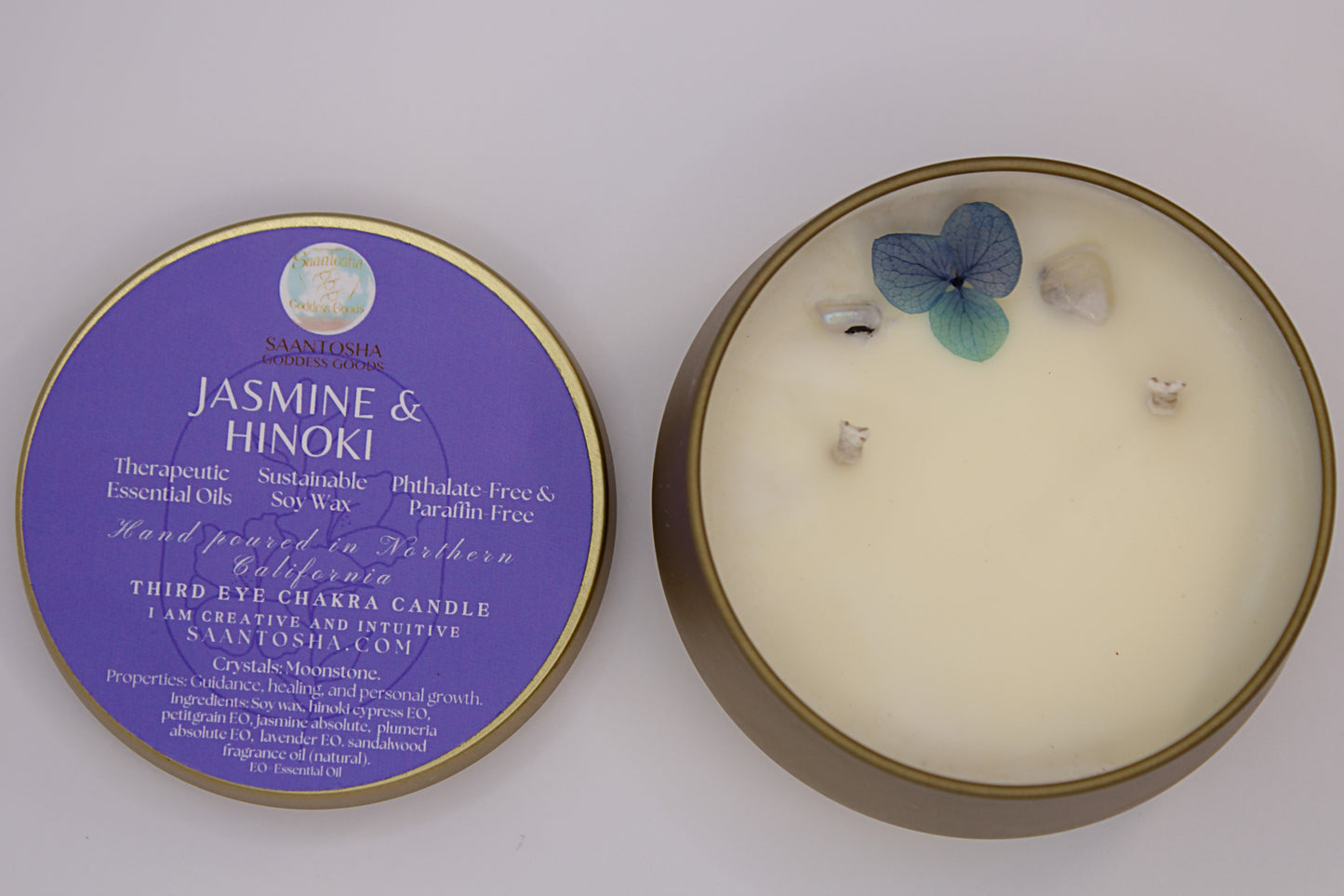 Gold Two-Wick Non-Toxic Candles| Soy Wax & Essential Oils with Crystals