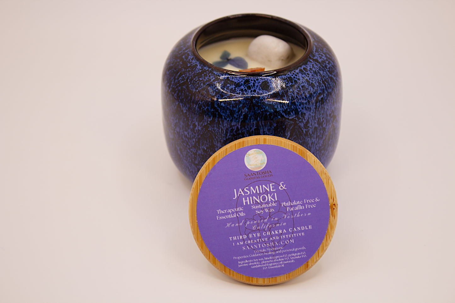Ceramic Wood-Wick Non-Toxic Candles with Crystals