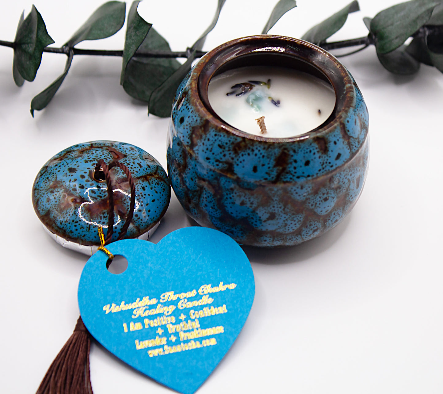 Mini Ceramic Non-Toxic Candles|Chakra Candles with Crystals