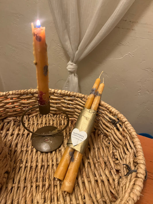 Non-Toxic Floral Beeswax Candlestick Duo