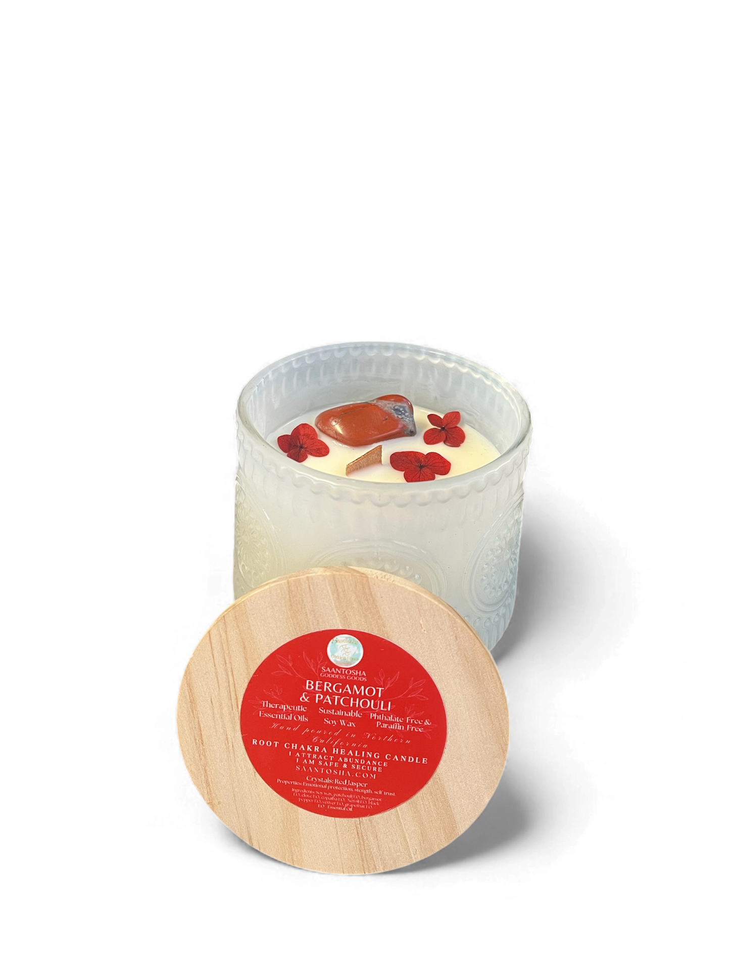 Vintage Non-Toxic Candle with Crystals| Wooden Wick