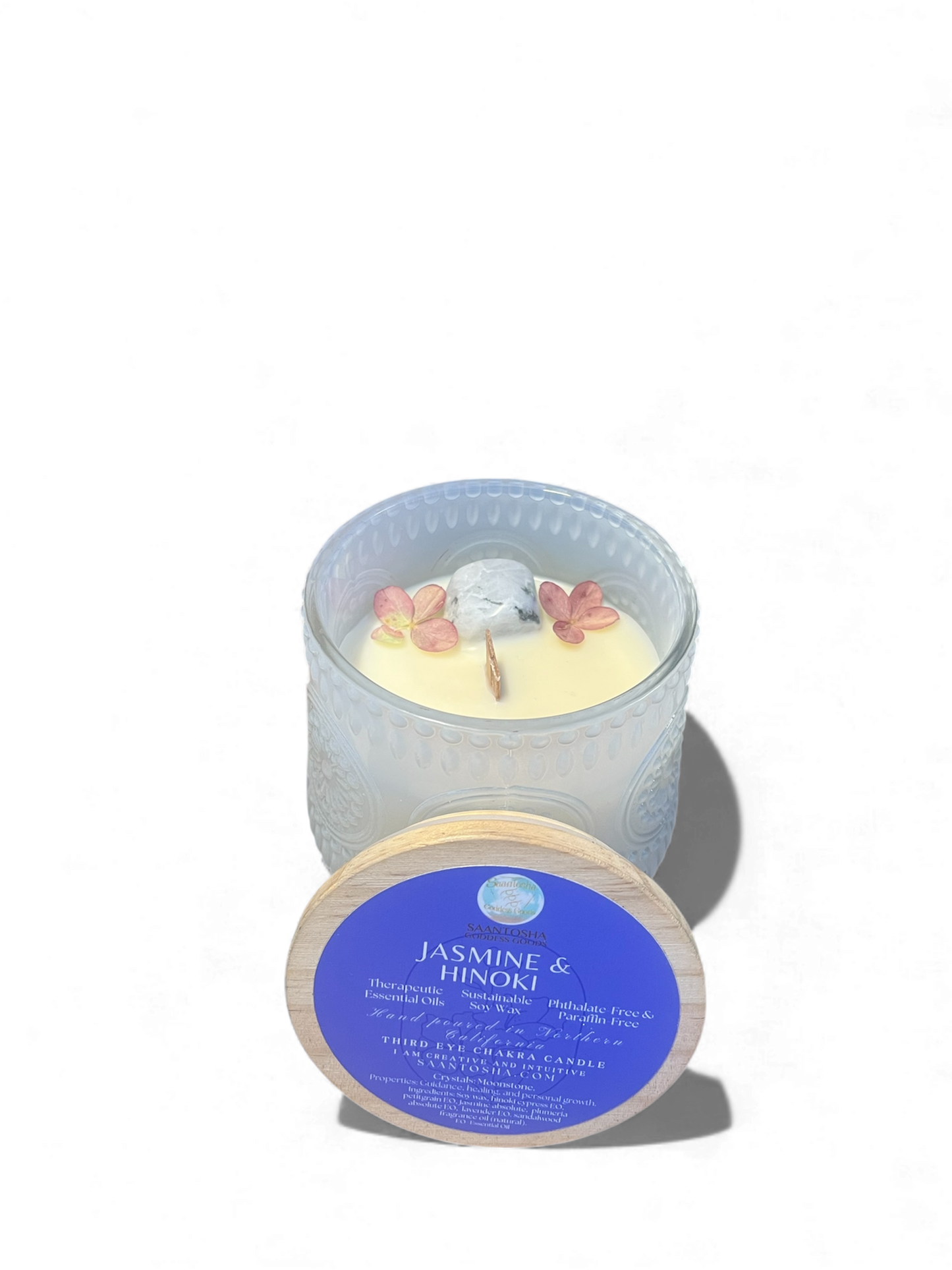 Vintage Non-Toxic Candle with Crystals| Wooden Wick