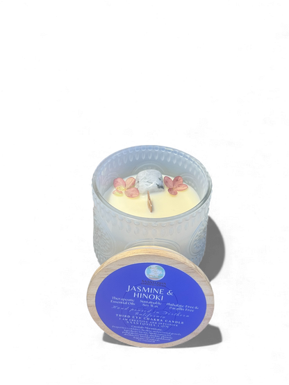 Vintage Non-Toxic Candle with Crystals| Wooden Wick