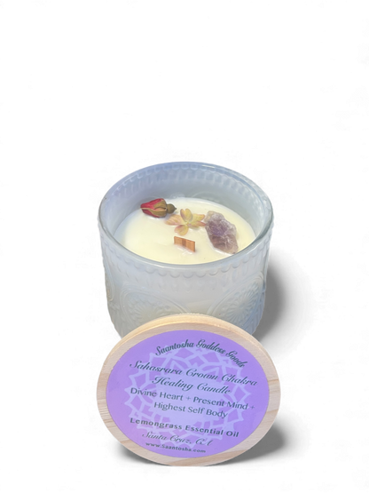 Vintage Non-Toxic Candle with Crystals| Wooden Wick