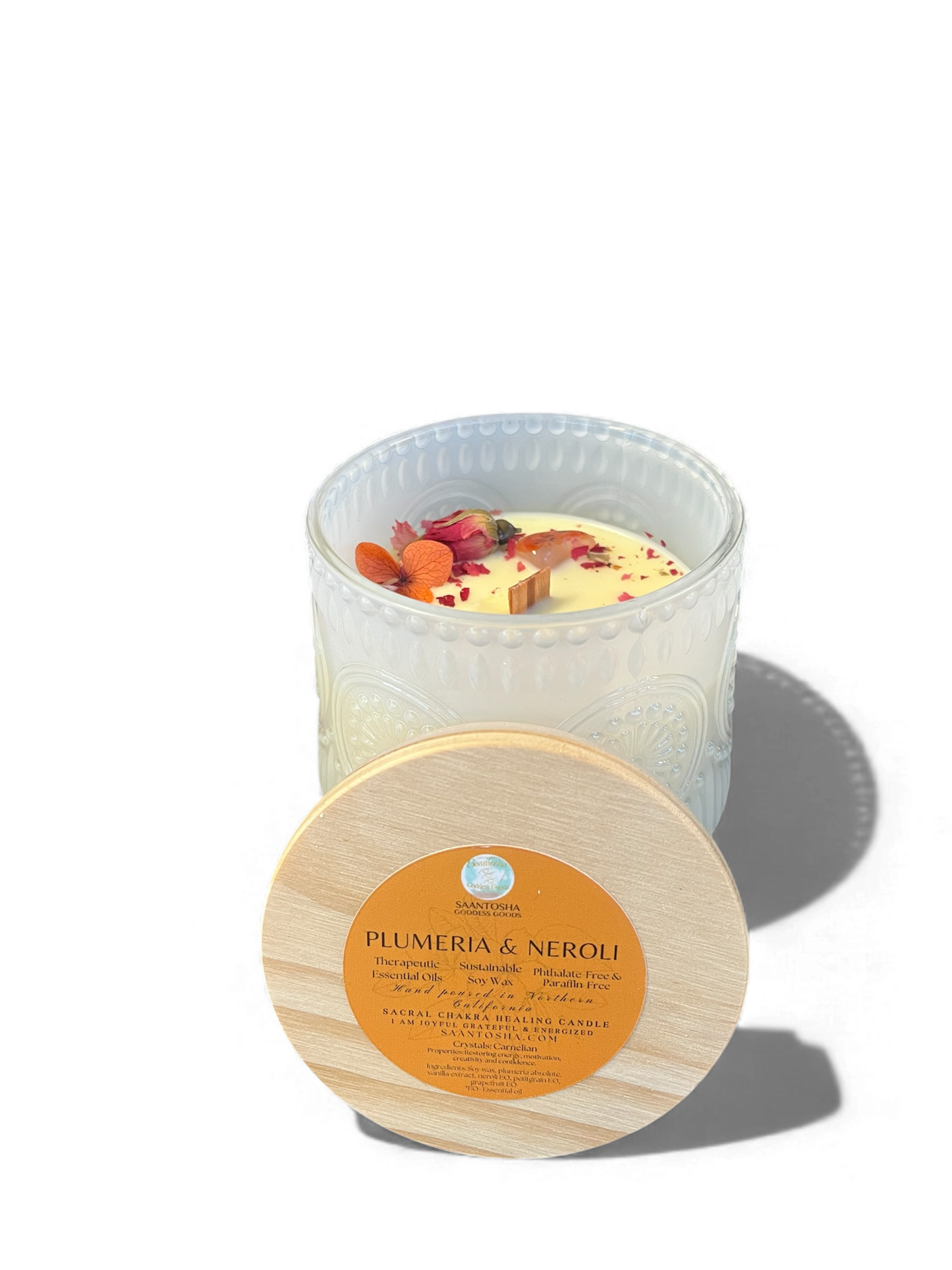 Vintage Non-Toxic Candle with Crystals| Wooden Wick