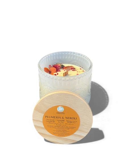 Vintage Non-Toxic Candle with Crystals| Wooden Wick