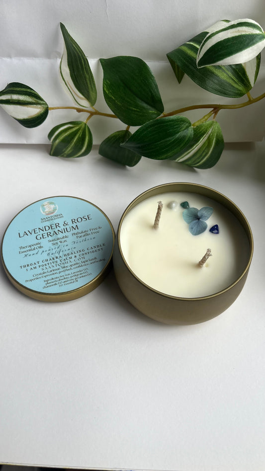 Two-Wick Non-Toxic Candles| Soy Wax & Essential Oils|Crystal & Botanical Infused