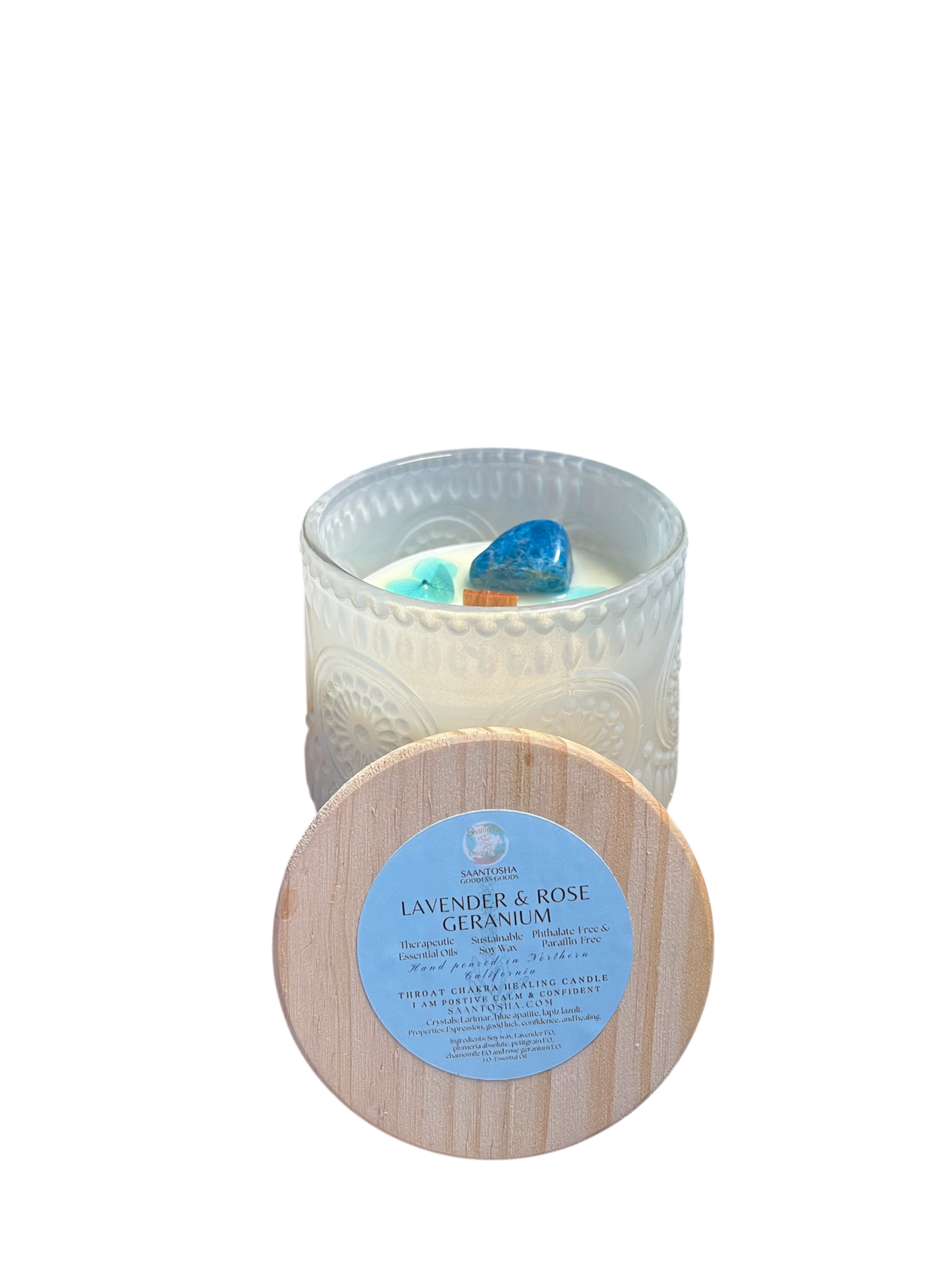 Vintage Non-Toxic Candle with Crystals| Wooden Wick