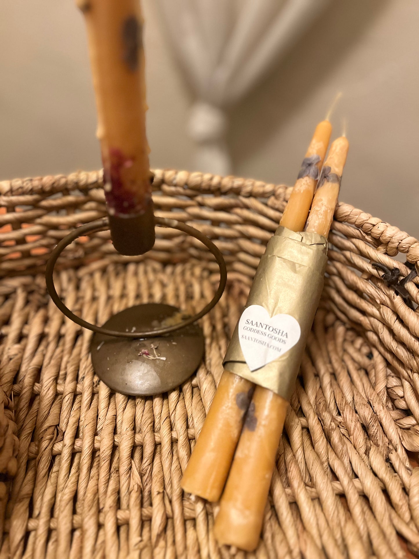 Non-Toxic Floral Beeswax Candlestick Duo