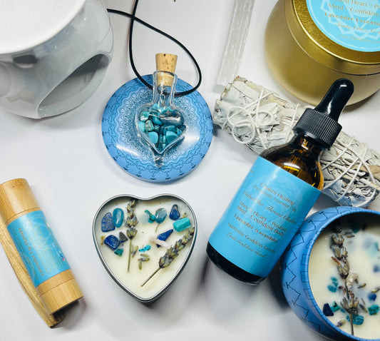 Aroma Box Gift Set| Aromatherapy Chakra Necklace| Chakra Candle | Essential Oil|$260 Value