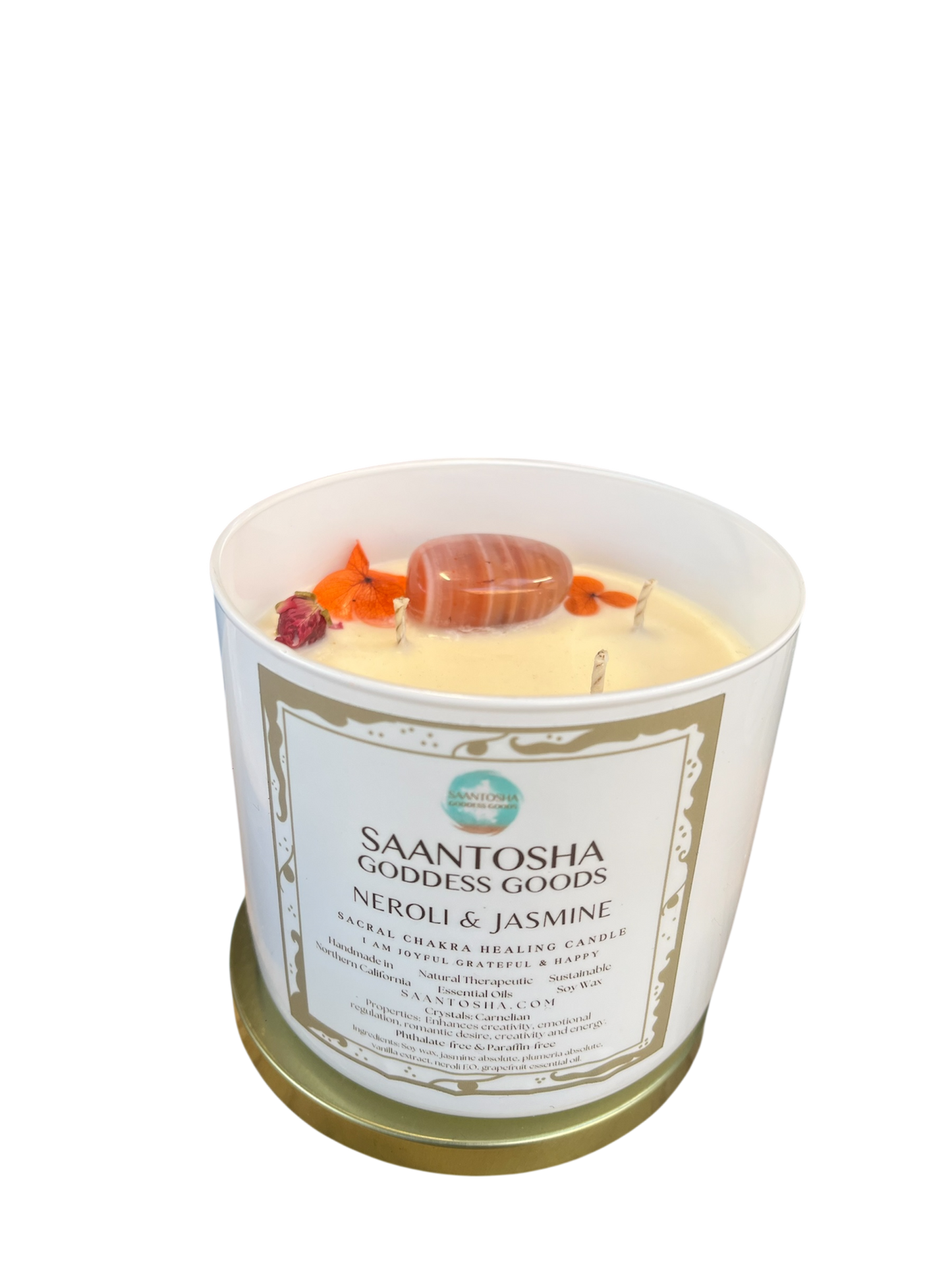 3-Wick Non-Toxic Candle with Crystals