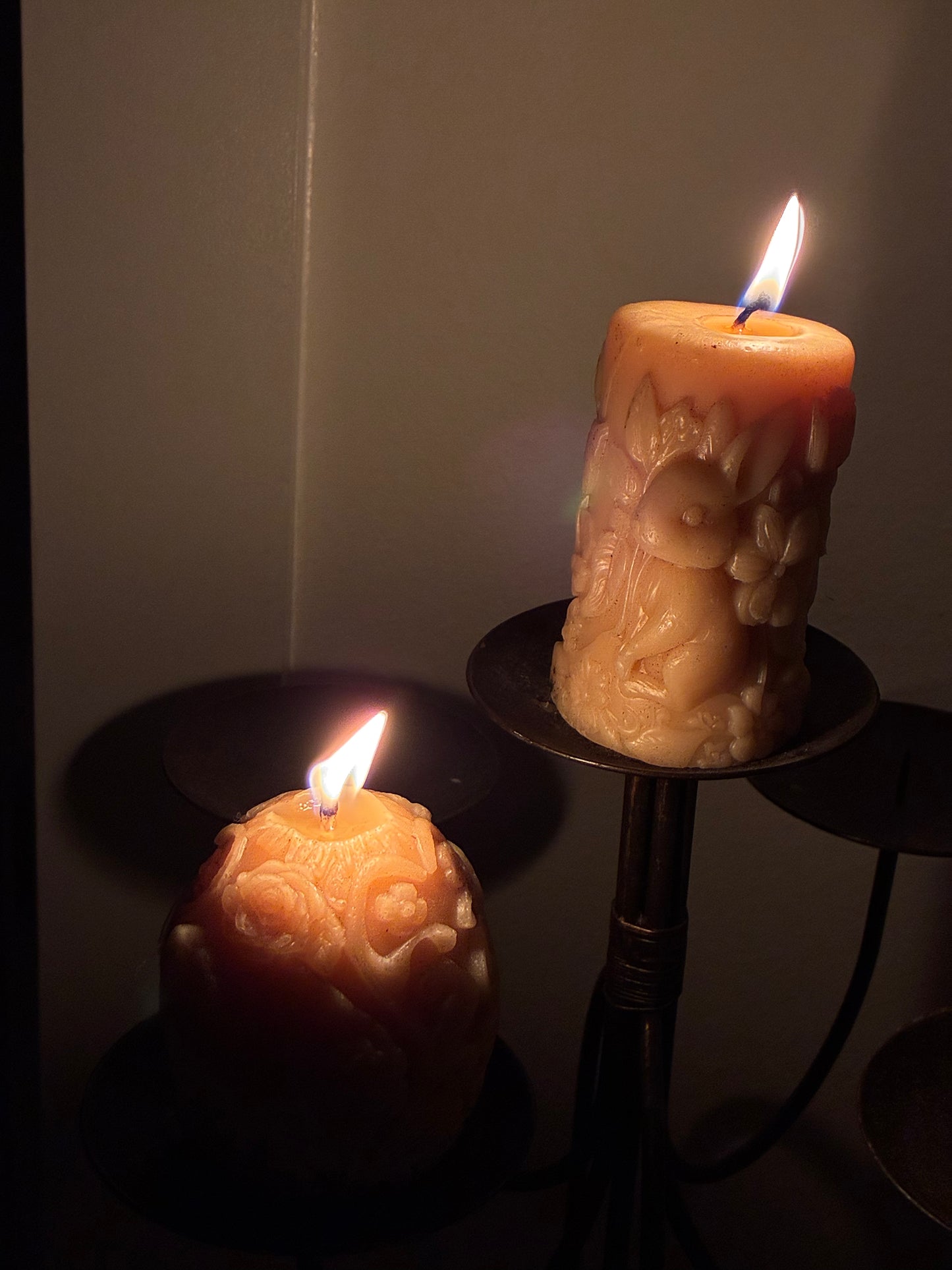 Set of Two Eco Beeswax Pillar Candles