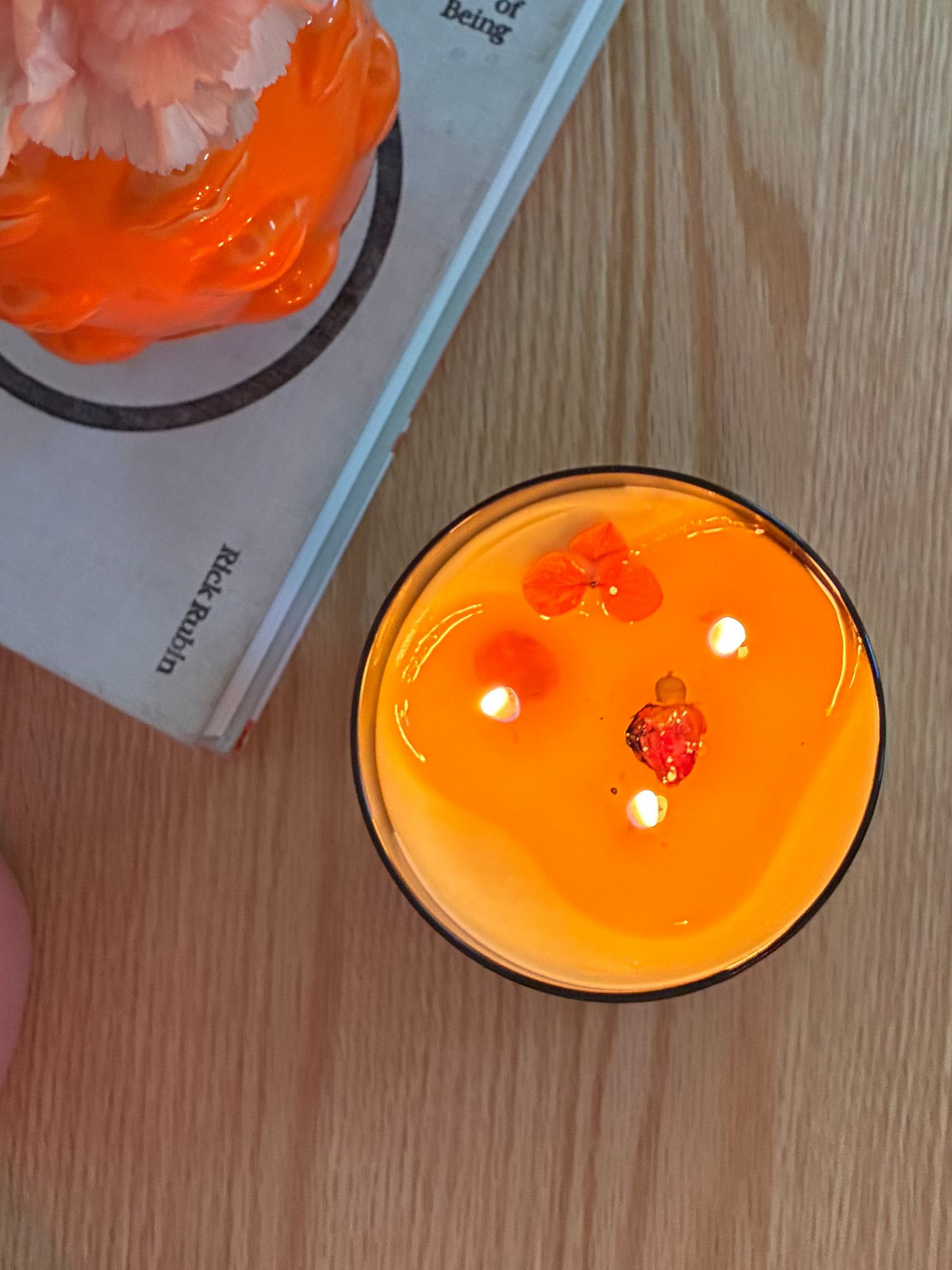 3-Wick Beeswax 16oz Candle with Crystals