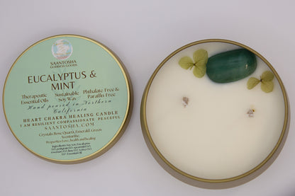 Gold Two-Wick Non-Toxic Candles| Soy Wax & Essential Oils with Crystals