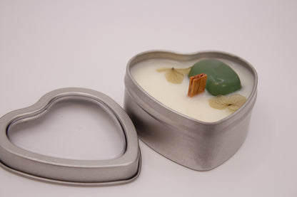 Heart Shaped Travel Candle| Soy Wax & Essential Oil Candles with Crystals