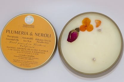 Gold Two-Wick Non-Toxic Candles| Soy Wax & Essential Oils with Crystals