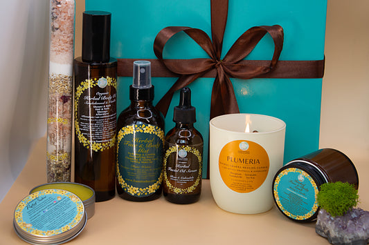 Herbal Skincare Ritual Gift Set | Facial Oil| Body Oil| Body Scrub| Bath Tea| Gift Box $264 Value