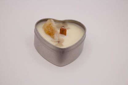 Heart Shaped Travel Candle| Soy Wax & Essential Oil Candles with Crystals