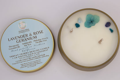 Gold Two-Wick Non-Toxic Candles| Soy Wax & Essential Oils with Crystals